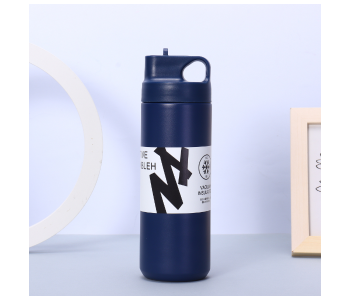 550ml Stainless Steel Vacuum Insulated Straw Water Bottle Double Wall Thermal Sports & Travel Bottle Leak-Proof Hot & Cold Flask For Gym, Office & Daily Use - Blue in UAE