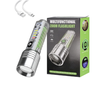Ultra Bright Long Range LED Flashlight With Zoom Transparent Fluorescent Tactical Torch With Magnet & Clip in UAE