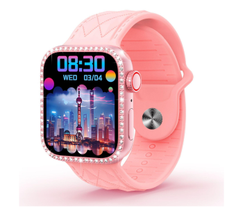 Smartbarry A61 Pro 3-in-1 Smartwatch – 36mm Mini Size, HD Touchscreen & Bluetooth Calling – Ramadan Special Gift Edition – Includes 2 Silicone Straps & 1 Jewelry Bracelet – Pink in UAE