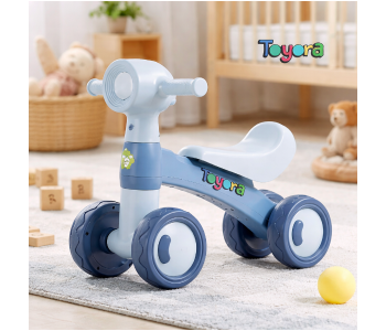 Toyora Kids Balance Bike For Toddlers 1-3 Years 4 Wheel Baby Training Bicycle With Comfortable Seat Stable Ride On Toy For Indoor Outdoor Play - Blue in UAE