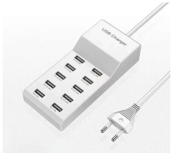 Smartberry U10 50W Multi-Port Desktop Charger 10 USB Ports White – Universal Intelligent Fast Charging Station For Family Emergency & Travel in UAE