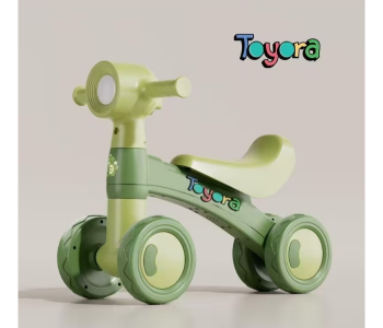 Kids Balance Bike With Music & LED Headlight, 4 Wheel Toddler Ride On Toy, Stable Anti-Rollover Baby Walker Bike, Indoor Outdoor Sliding Car For Toddlers 1-3 Years, Comfortable Seat, Non-Slip Handlebar, Lightweight Push Scooter Training Bike, Early Balance Training Ride On Toy For Boys & Girls, Durable Kids Scooter Walker Toy, Smooth Quiet Wheels, Safe Triangular Structure, Beginner Ride On Balance Bike For Baby Toddlers - GREEN in UAE