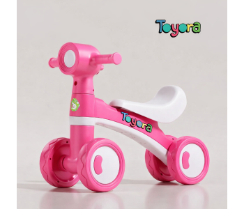 Toyora Kids Balance Bike For Toddlers 1-3 Years 4 Wheel Baby Training Bicycle With Comfortable Seat Stable Ride On Toy For Indoor Outdoor Play - Pink in UAE