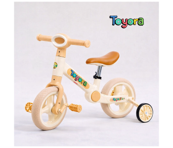 Toyora Kids Balance Bike With Pedal For Toddlers 1–3 Years 4 Wheel Baby Training Bicycle Stable Ride On Toy With Comfortable Seat For Indoor Outdoor Play - Assorted Colors in UAE