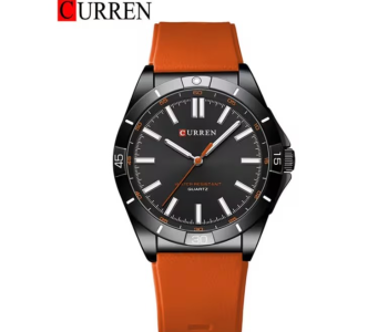 CURREN 8449 Men's Sporty Quartz Analog Watch - Vibrant Orange Silicone Strap, Durable Alloy Case - Stylish Casual & Business Wristwatch For Men - Water Resistant in UAE