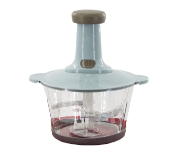Manual Food Processor & Hand Press Blender (1.5L) - Multipurpose Vegetable Chopper, Meat Grinder & Garlic Mincer - Teal Blue in UAE