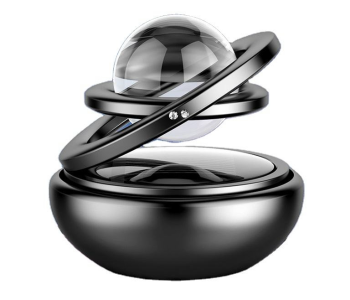 Solar Powered Interstellar Car Air Freshener - 360° Rotating Double Ring Aromatherapy Diffuser For Dashboard - Luxury Car Interior Accessory & Odor Eliminator - Black in UAE