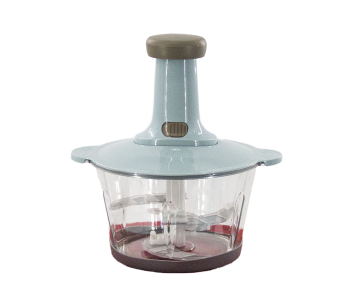 Manual Food Processor & Hand Press Blender (2.0L) - Multipurpose Vegetable Chopper, Meat Grinder & Garlic Mincer - Teal Blue in UAE