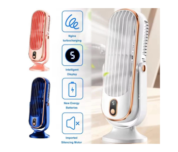 Portable USB Rechargeable Desk Fan 5-Speed Mini Cooling Fan Silent Brushless Motor LED Display Adjustable Tilt & Speed Compact & Powerful USB in UAE