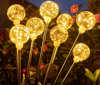 Solar Globe Garden Lights - Waterproof Outdoor Firefly Landscape Lighting, Decorative LED Fairy Ball Lights For Patio, Yard, & Pathway Decoration (Warm White) in UAE