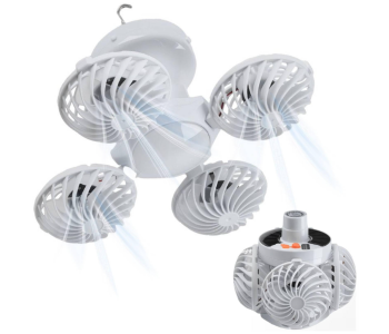Portable Solar Camping Fan With LED Soccer Light - Rechargeable Emergency Lantern, 5 Lighting Modes & 4 Foldable Fans For Outdoor, Hiking & Home Use in UAE