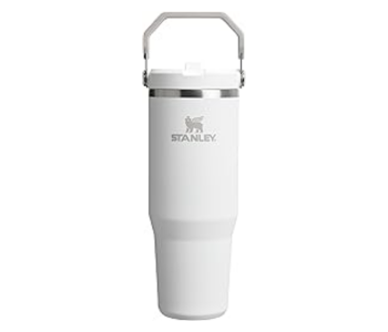 Stanley IceFlow Flip Straw Vacuum Stainless Steel Water Bottle With Leakproof Lid, BPA-Free ,40oz,Frost White in UAE