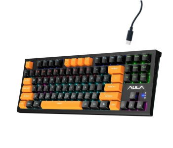 AULA F3032 Wired RGB Backlight Mechanical Gaming Keyboard | Orange + Black, Red Switch (F3032OBRd) in UAE