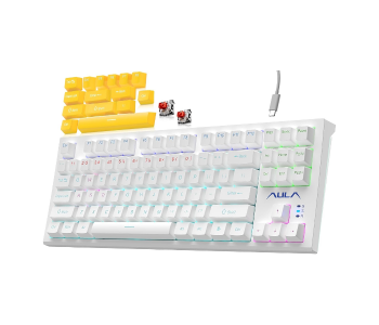 AULA Mechanical F3032 Keyboard, 87 Keys RGB Backlight Gaming Keyboard, Compact Wired Computer Keyboards For Windows PC (White, Red Switch) in UAE