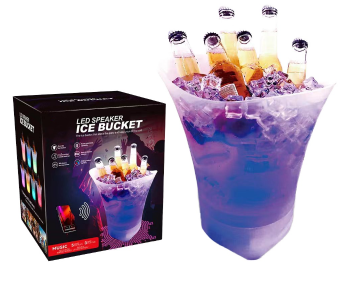 LED Ice Bucket For 5.0 Wireless Speaker Rechargeable Wine Beer Drink Container RGB Color Changing 5W Output 5L in UAE