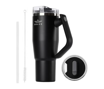 Brave Temp Guard Vacuum Insulated Travel Mug – 180° Rotating Handle, 24H Cold & 12H Hot Retention, Leak-Proof Lids, 1200ml,black in UAE