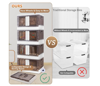Stackable Storage Cabinet With Front Open Doors & Wheels | Modular Plastic Organizer Shelf For Clothes, Toys & Kitchen Storage Space-Saving Cabinet, One Size in UAE