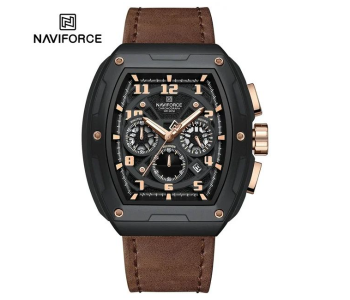 NAVIFORCE Men's Sport Chronograph Watch Tonneau Brown NF8053 in UAE