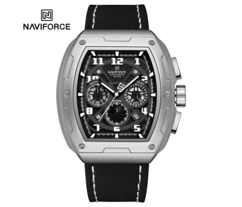 NAVIFORCE Men's Sport Chronograph Watch Tonneau Black Silver NF8053 in UAE