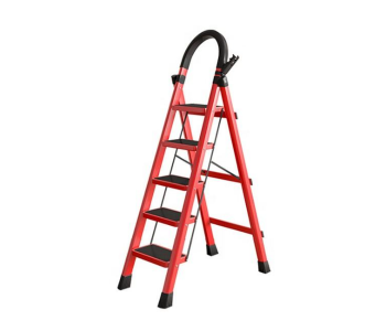 5-Step Foldable Step Ladder With Anti-Slip Wide Pedals And Foam Grip Handrail in UAE