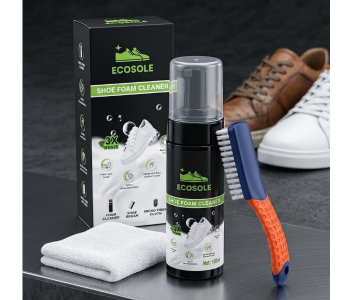 Ecosole Shoe Foam Cleaner With Built-In Shoe Cleaning Brush, 160ml Sneaker Cleaner Foam For White Leather, Canvas, Sports Shoes, Casual Shoes, Boots & Fabric Footwear, Deep Cleaning Stain Remover in UAE