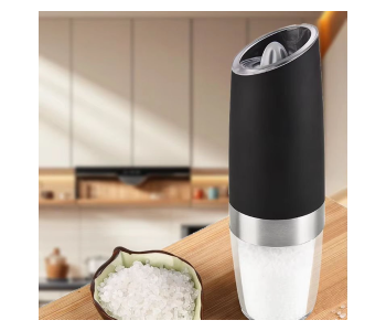 DENX High Quality Black Color Electric Gravity Black Pepper Mill Grinder With Blue Light Feature Rich Pepper Grinder in UAE