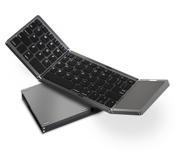 Foldable Bluetooth Keyboard With Touchpad Portable Wireless (Sync Up To 3 Devices), Rechargeable Mini Wireless Bluetooth Tri-Folding Keyboard For Android IOS Windows Tablets in UAE
