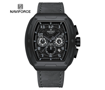 NAVIFORCE Analog Watch Matt Black Case With Grey Strap NF8053 in UAE