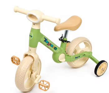 3-in-1 Kids Balance Bike With Pedals & Training Wheels, Toddler Bicycle Learning Bike For Boys & Girls 2-5 Years, Adjustable Seat, Lightweight Kids Ride On Training Bike, Beginner Pedal Balance Bicycle For Indoor Outdoor Play, Stable Toddler Learning Bike Toy- Green in UAE