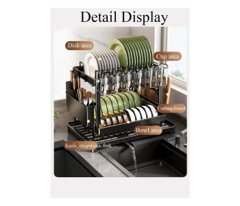 2 Tier Dish Drying Rack Extra Large Carbon Steel Dish Rack And Drainboard Set For Kitchen Countertop, Easy Install Dish Drainer in UAE