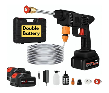 Generic 48V High Pressure Portable Washer 2 BATTERY Cordless Car Washing Gardening Tool Spray Gun - Black in UAE