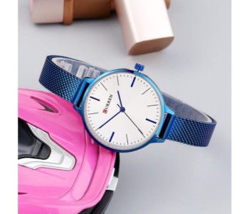 Express Delivery - Curren 9022 Stainless Steel Analog Quartz Watch For Women White and Blue - ID 31812