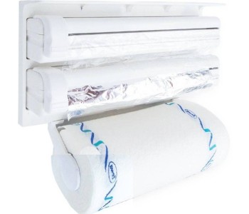 Triple Paper Dispenser Cling Film Wrap, Aluminum Foil And Kitchen Roll EN4127 White in KSA