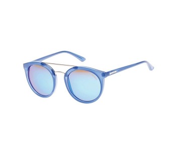 Guess GU7387 90X Round Blue Frame & Black Mirrored Sunglasses For Women in OMAN