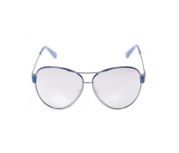 Guess GU7443 10C Aviator Blue Frame & Mirrored Silver Mirrored Sunglasses For Women in OMAN