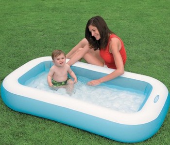 Express Delivery - Intex ZX-57403 166 x 100 x 28CM Inflatable Rectangle Kids Plastic Swimming Pool - ID 17648