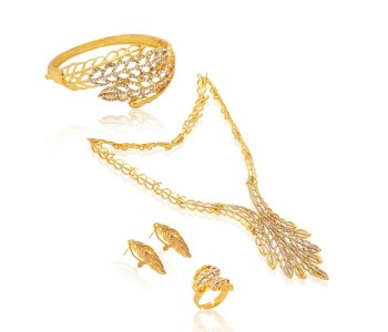 4 In 1 Autom Leaves 18K Gold Jewellery Set 32928 in UAE
