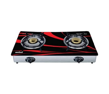 Sanford SF5229GC Glass Double Burner Gas Stove - Red in UAE