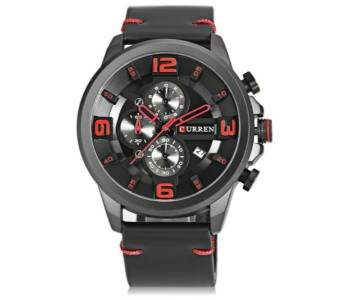 Curren 8288 Chronograph Watch For Men Black And Red in KSA