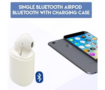 Single Mono Wireless Bluetooth Earphone With Charging Case XS White in UAE