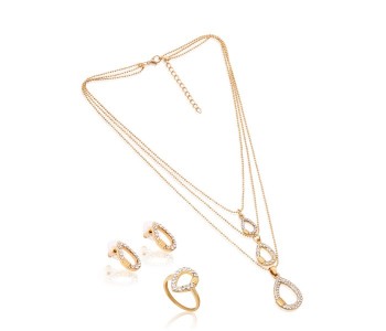 Kavani Ovan Shape Necklace Set 32933 White And Gold in OMAN