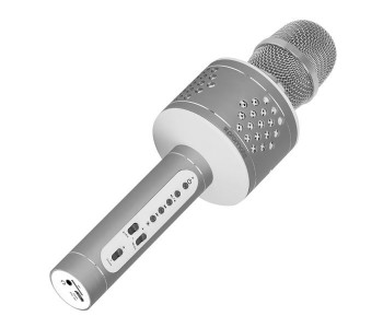 Promate VocalMic-3 Multi Function Wireless Karaoke Microphone With Built In Speaker, Silver in KSA