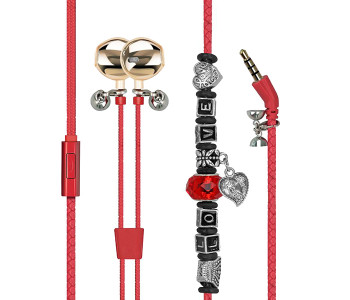Promate VOGUE-3 Wearable Bracelet Style Stereo Earphones With Pandora Beads - Red in KSA