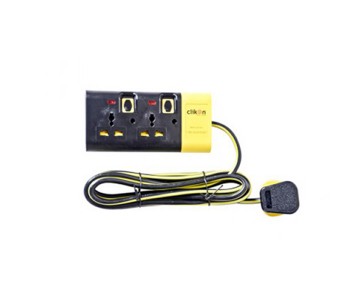 Express Delivery - Clikon CK550 2 Way Extension Socket with 3 Metre Cable - Black - ID 8743
