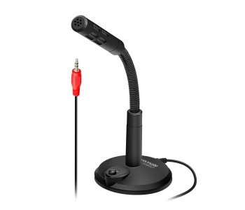 Promate Tweeter-1 3.5mm Professional Jack Wired Condenser Sound Microphone With Stand, Black in KSA