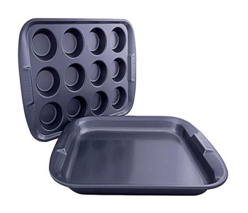 Prestige PR57995 12-Cup Muffin & Oven Bakeware Twin Tray Set - Black in UAE