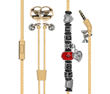 Promate VOGUE-3 Wearable Bracelet Style Stereo Earphones With Pandora Beads - Gold in KSA