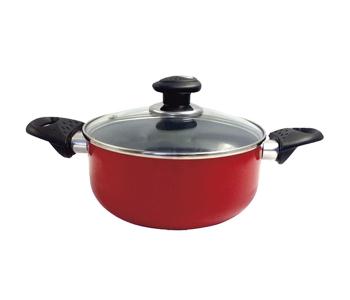 Royalford RF6442 28 Cm Non Stick Ceramic Casserole With Glass Lid - Red in KSA