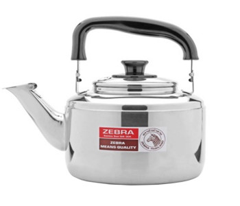 Instant Heat, Perfect Brew! For Zebra ZE-113515 Stainless Steel 4.5 L Whistling Kettle Century Black and Silver - ID 23594