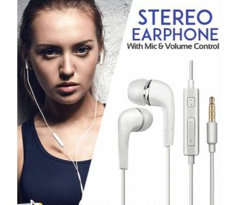 Express Delivery - J5 In-Ear 3.5mm Stereo Earphone With Mic & Volume Control - White - ID 2700